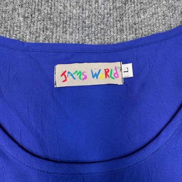 Vintage Jams World Tank Top Womens Large Blue Rayon Sleeveless Lightweight USA - Picture 3 of 7